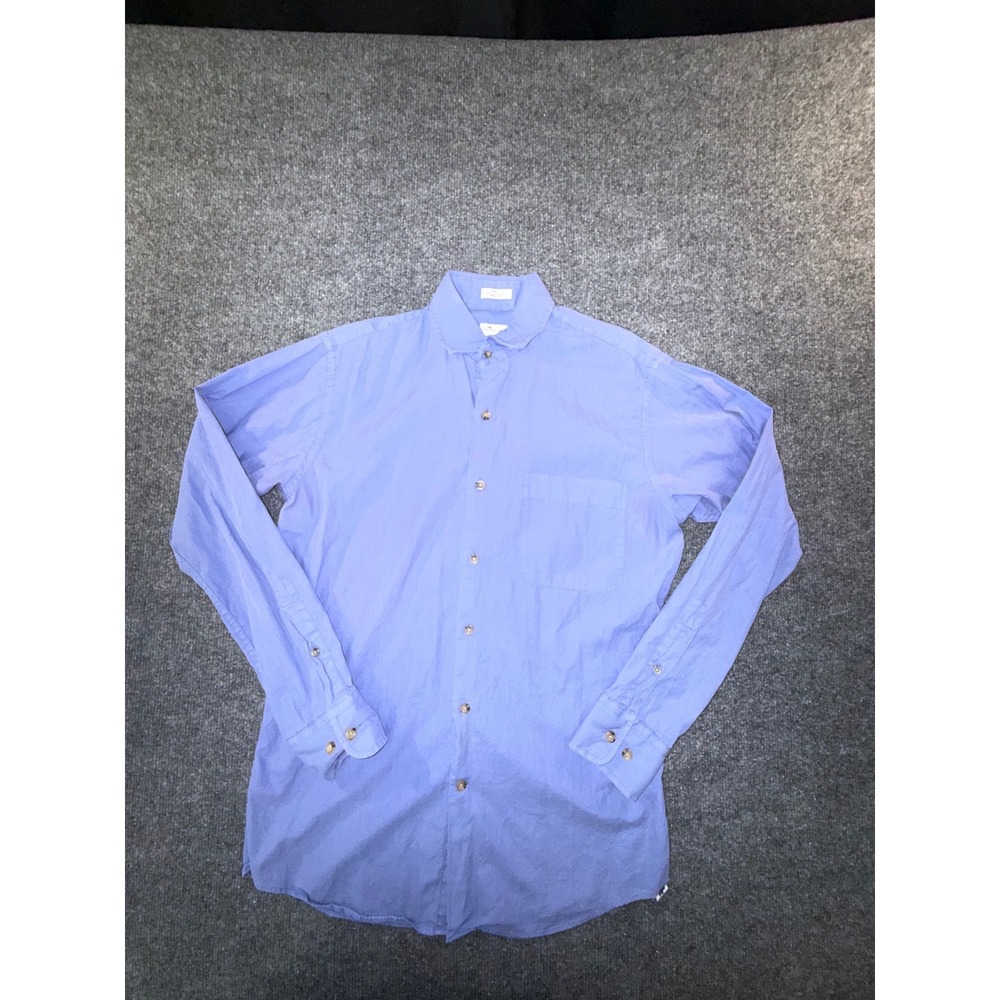 Peter Millar Mountainside Men Small Blue Cotton Silk Blend Button Down Shirt